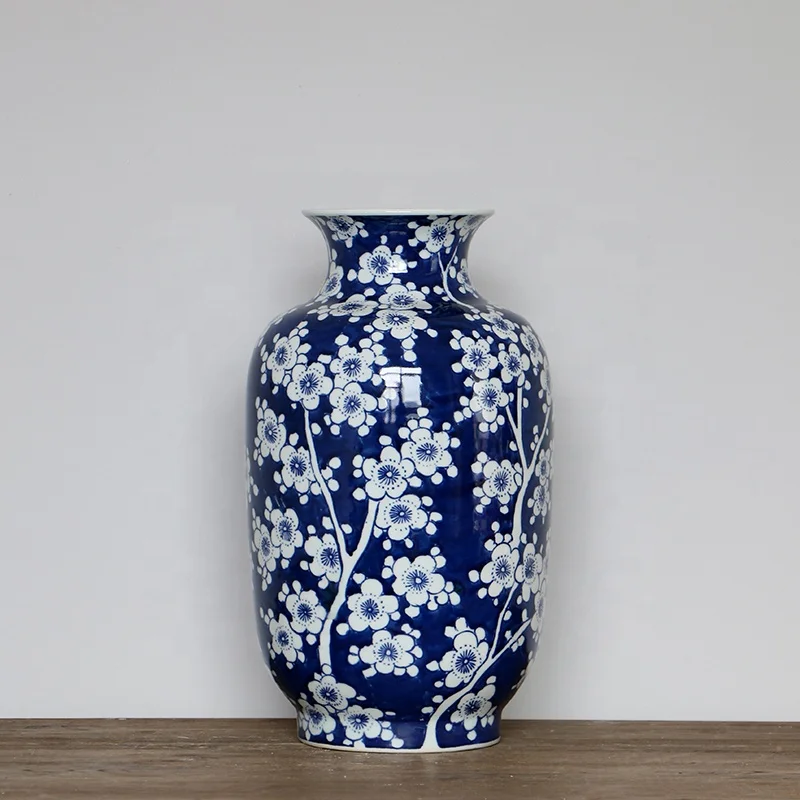 Jingdezhen ice plum winter melon ceramic flower vase for home decor Chinese porcelain gift for wholesale