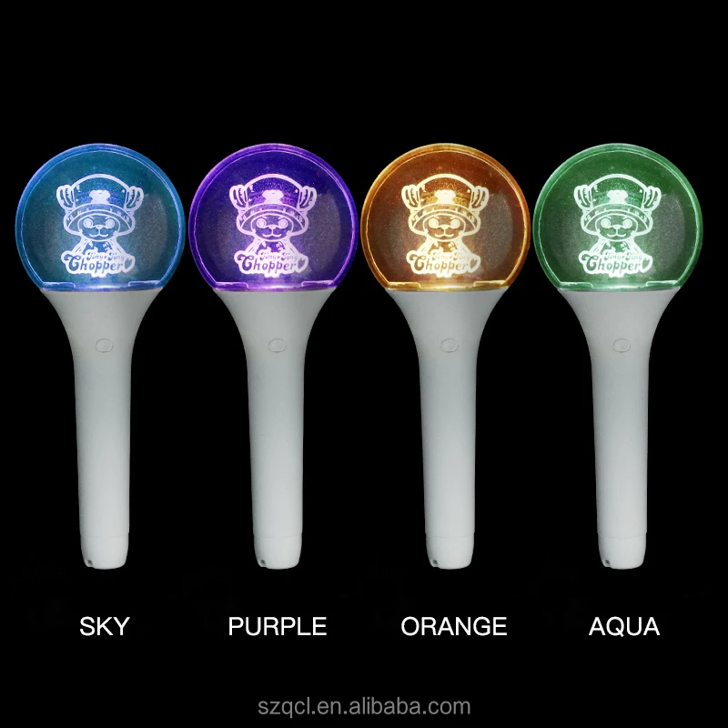 Promotional Customized Logo Oem Plastic Rgb Wireless Acrylic Colorful Ball Shape Multi Color Led Glow Kpop Light Sticks
