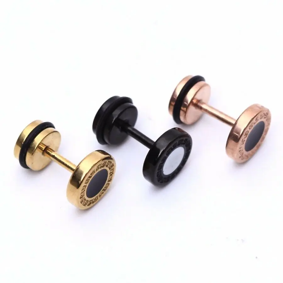 Pair Fake Ear plug Round Stretcher Earring Disc Ring Tunnel Ear Piercing