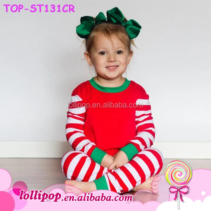Wholesale Matching Family Christmas Pajamas Sleepwear Set Blanks Red And Green Stripes Kids Children Pajamas Christmas