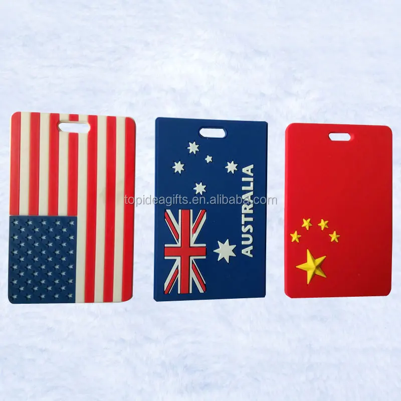 Customized national silicone flag tags UK PVC Flag Tags American Flag Luggage and Bag Tags