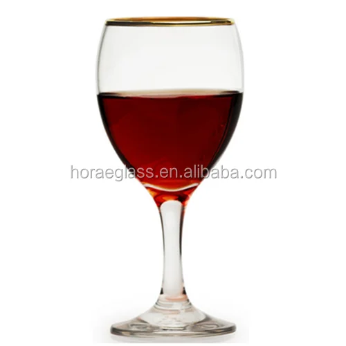 Gold Rimmed Red-White Wine Glasses, 10 Ounce, Set of 4, 3mm Gold Rim