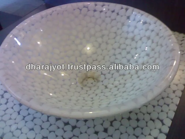 Уникальная белая эпоксидная раковина с камнями