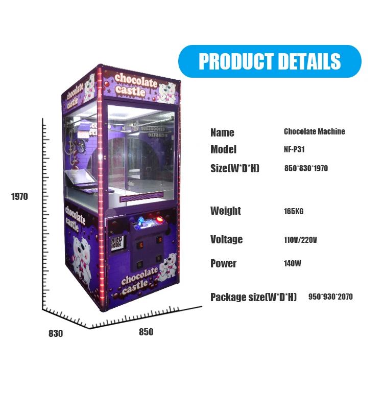 hot selling mini toy claw crane machine kit chocolate candy claw game machine