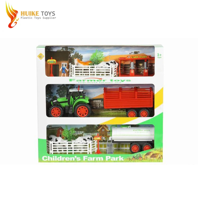 Пластиковый дешевый фрикционный мини-фермерский трактор игрушка для продажи с набором коров