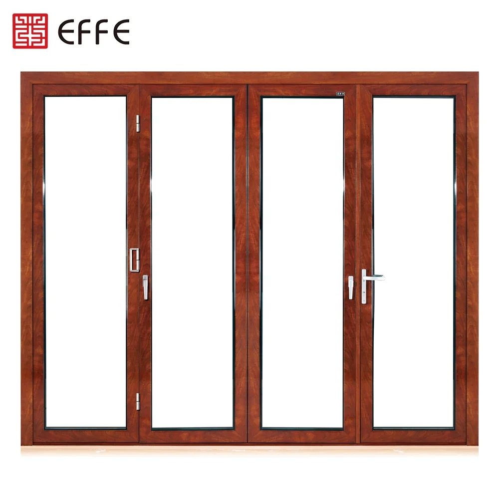 
4 panel aluminium accordion insulated glass folding doors 
