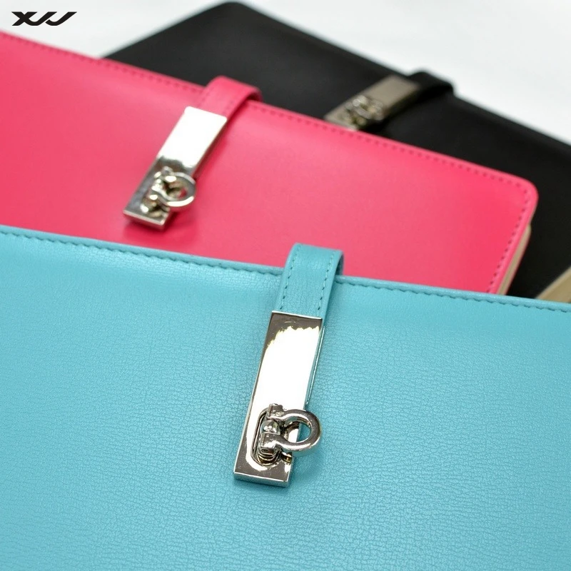 A6 cute diary  leather journal writing notebook 6 ring travel journal cute notebook with metal buckle pen hoop