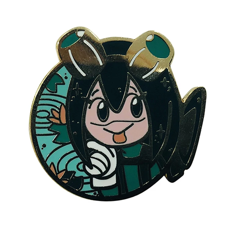 
China Manufacturers Custom Cute Green With Golden plating Soft/Hard Enamel Lapel Pin 