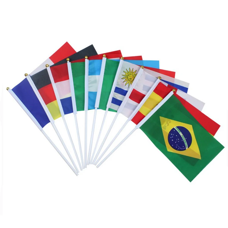 
New design Printed Silk Brazil Hand Held Flag Tour Guide Flags 