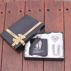 Лучший свадебный подарок, логотип клиента, нержавеющая сталь, черный цвет, лазерный логотип, фляга