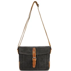 Vintage Style Multicolor Durable Anti-water Cross Body Bag Men waxed Canvas Leather College Sling Bags