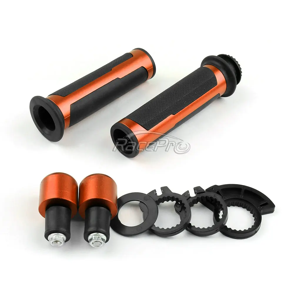 Универсальные ручки для мотоцикла 7/8 дюйма 22 мм с алюминиевой резиновой ручкой и концевой заглушкой