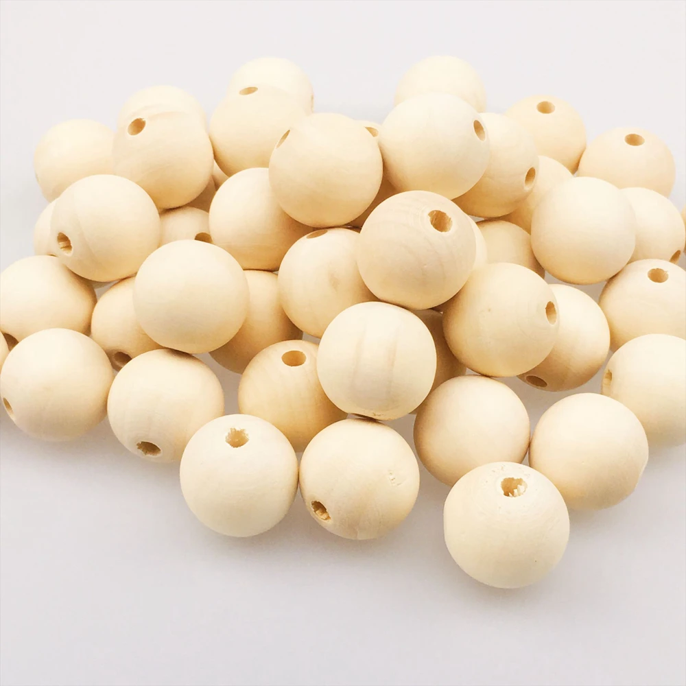 DIY 25mm Natural Maple Wooden Teething Beads