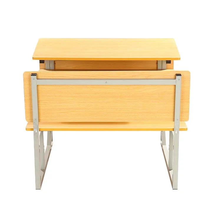 Customized top quality student table and chair school furniture Double desk and bench