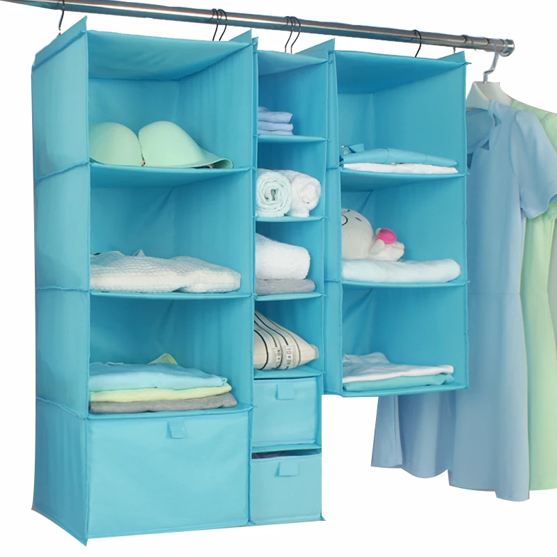 3/4/6 Section Closet Organizer Hanging Shelves with double Metal hook