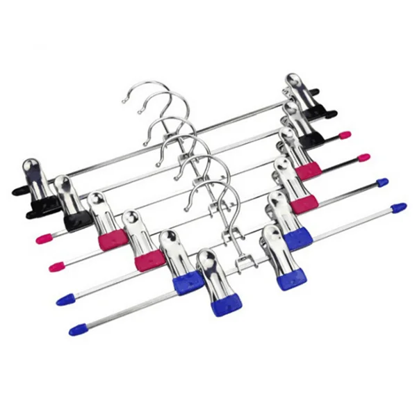 Регулируемая двойная металлическая хромированная вешалка для брюк, вешалка для брюк