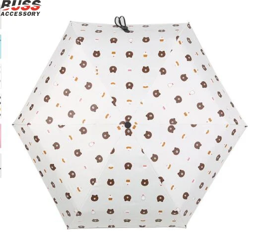 Z79 small five fold  Pocket Mini Umbrella  Cartoon Lattice  Sun Umbrella Windproof Anti UV  Plaid  Rain Umbrella