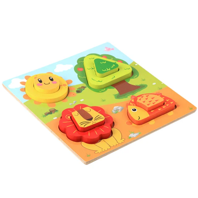 4 Designs Jigsaw Puzzle Cartoon Animation Kids 3D Wooden Puzzles Toys