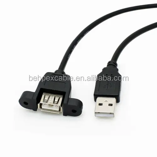 Удлинительный кабель USB «мама» к USB 2,0 «папа» с панельным креплением и отверстиями для винтов