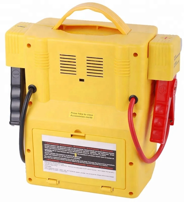 4 in 1 car jump starter with warning light air compressor 12V car starter with type inflator power station