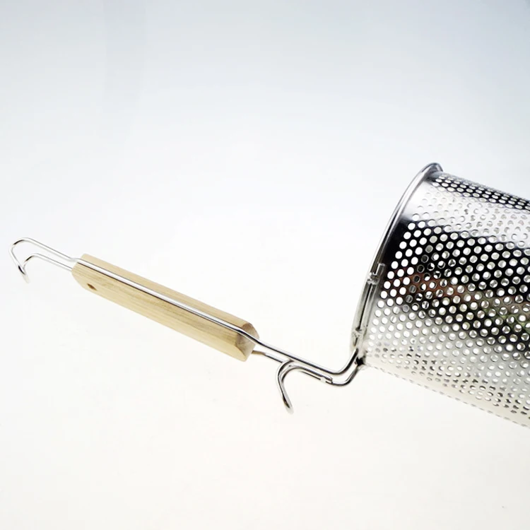 
Round Shaped Stainless Steel Wire Frying Mesh Colander, Noodle Strainer with Handle 
