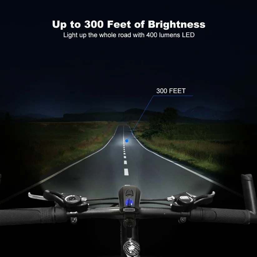 New bicycle smart headlights 300 lumens high-bright 6 stage waterproofbicycle light USB bicycle light front and rear