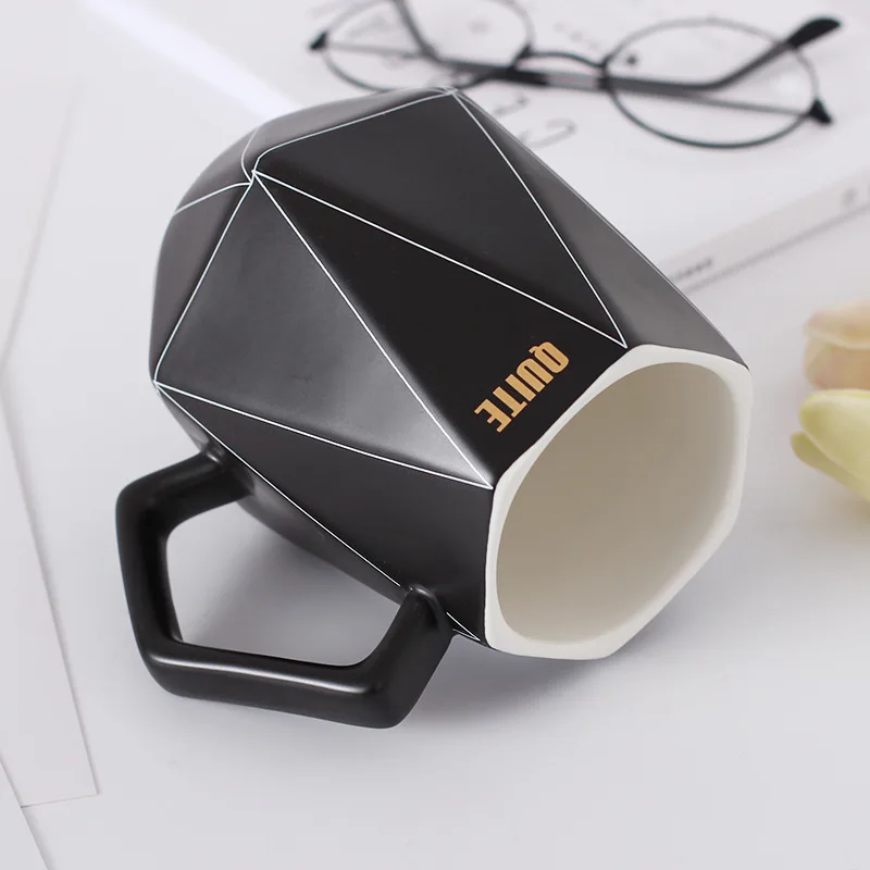 
European Styles Fashion Creative Polygonal Ceramic Mug Office Coffee Milk Mug Lovers Cute Cup 