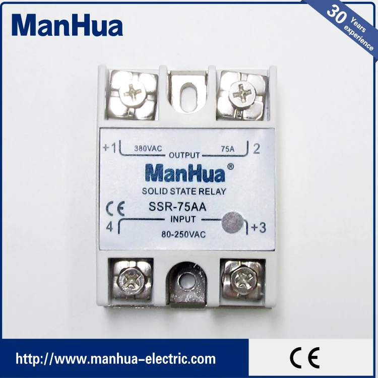 Oem MANHUA однофазные к сети переменного 80-250VAC к 380VAC 75A белый твердотельные реле / SSR реле с CE
