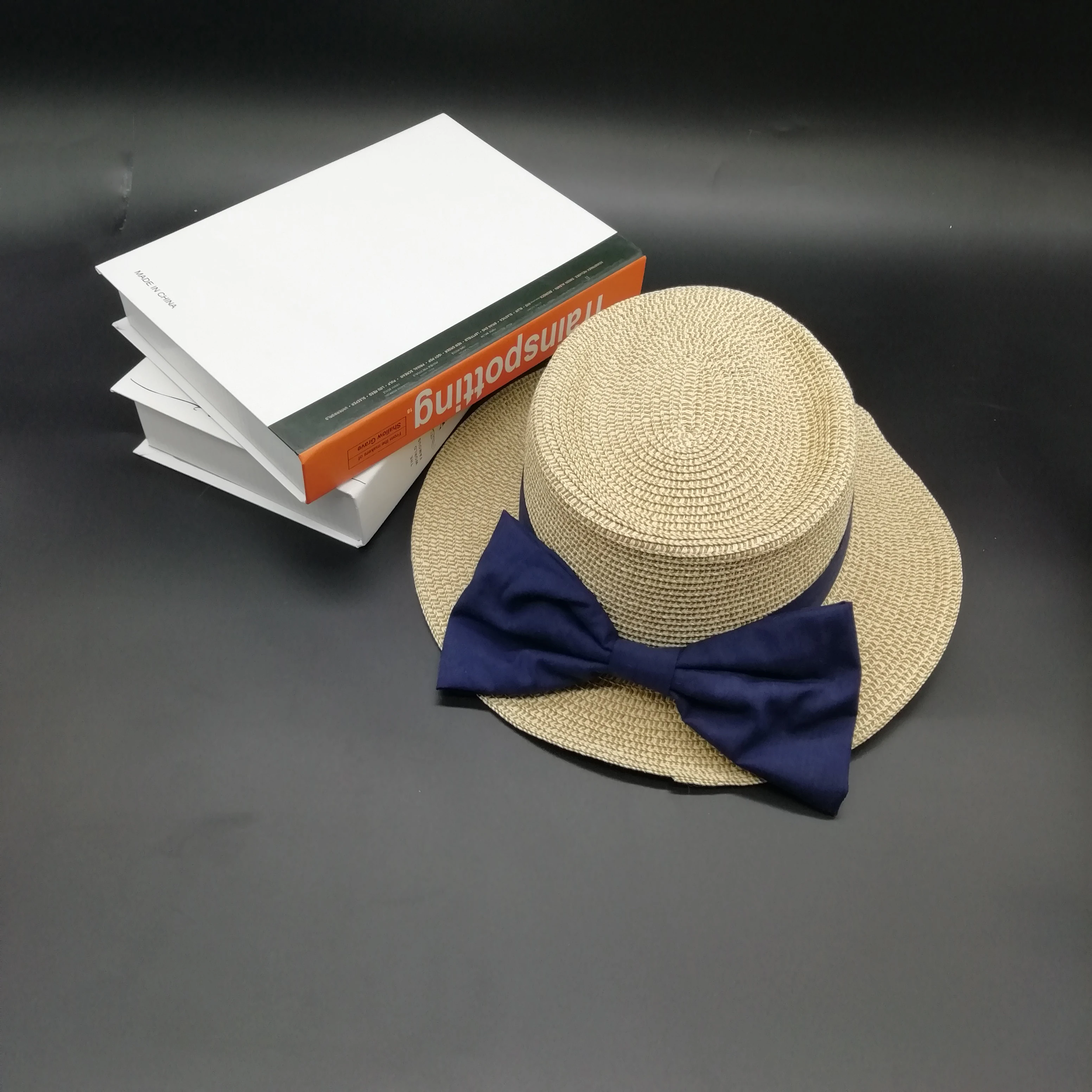 hot sale Japanese style custom boater straw hat with bowknot for lady