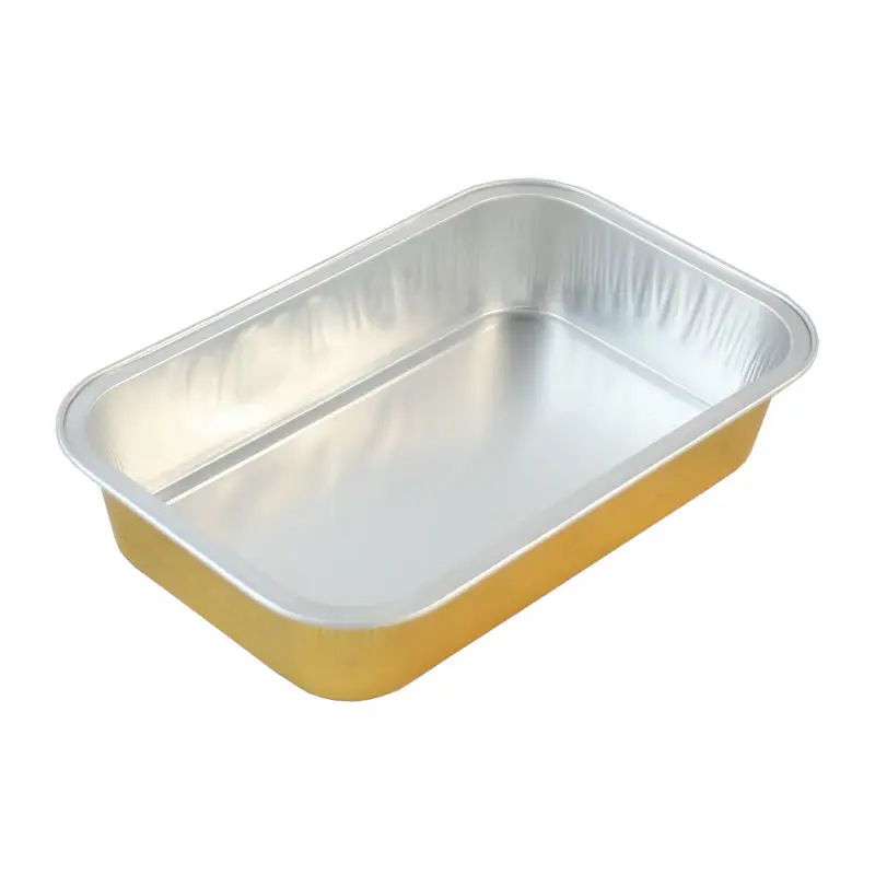 Disposable Colored Aluminum Foil Tray With Lid For Takeaway Food Container