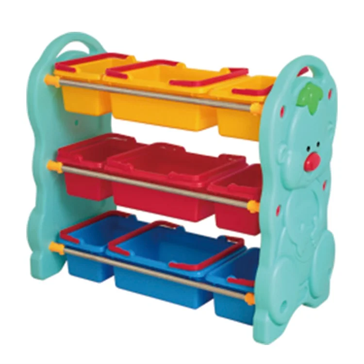 Nursery School Colorful Plastic Toy Shelf For Kindergarten