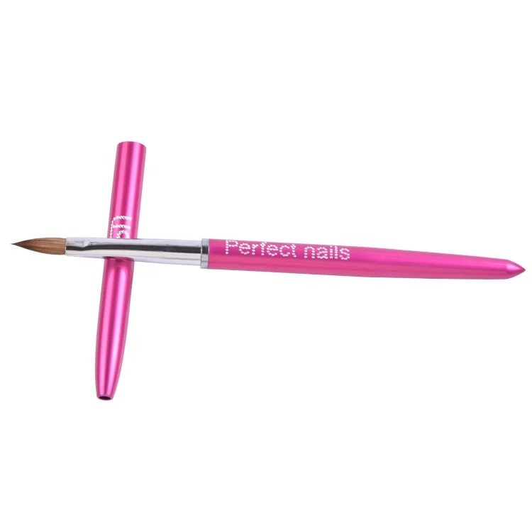 Высококачественная красивая дизайнерская металлическая ручка, 100% чистый колонковый ворс, Германия, соболиная кисть, овальная акриловая кисть для дизайна ногтей