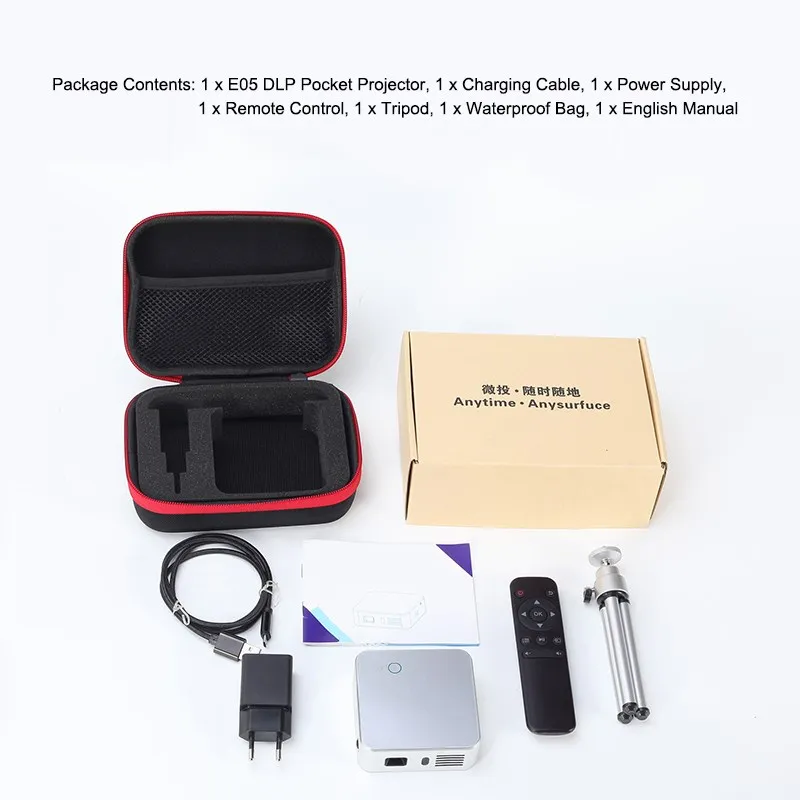 E05 Android Wirelss Мини пико-проектор 120 люмен 1080 P