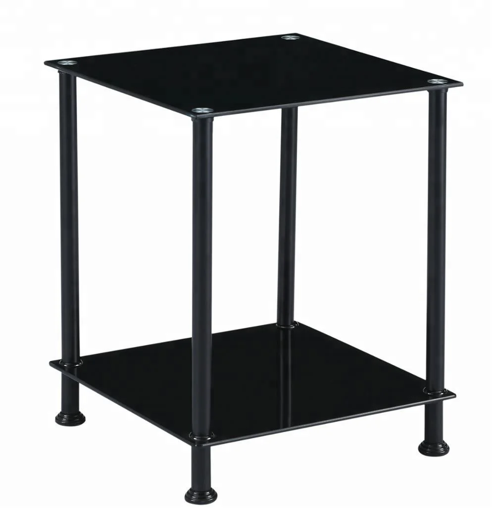 Небольшие квадратные черные столы из закаленного стекла в простом стиле с боковым столиком, мебель для гостиной