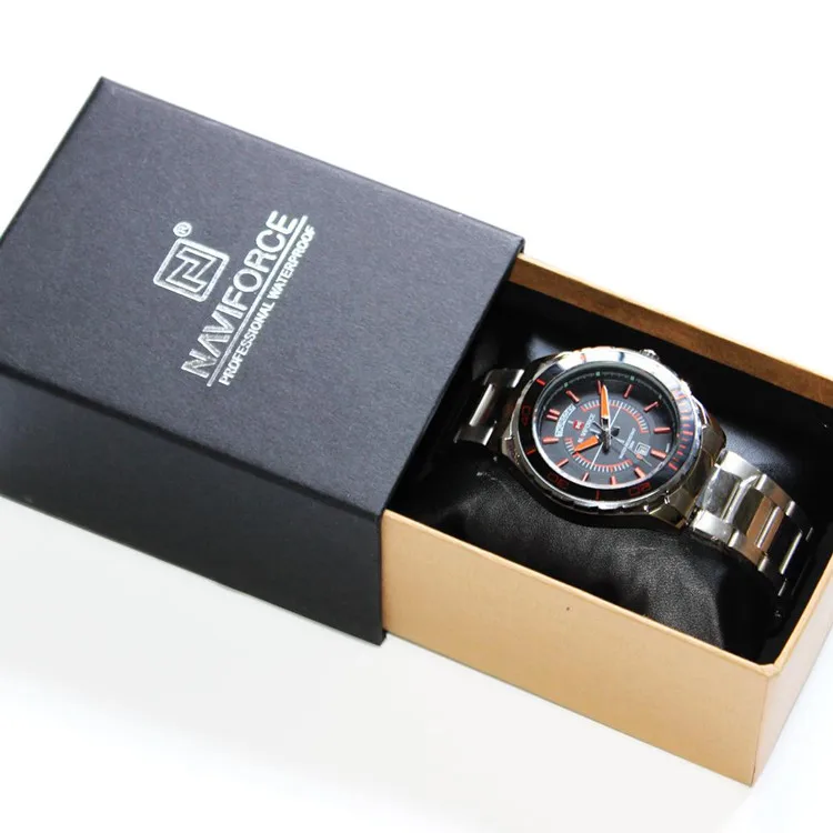 Wholesale custom logo high quality sliding drawer watch box luxury cheap watch packaging box