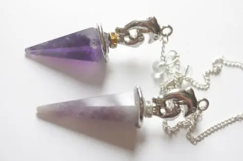 Wholesale Pendulum Prism Natural Gem Stone Metal Crystal Healing Ritual Pagan Wicca Quartz Pendant Healing for Gift