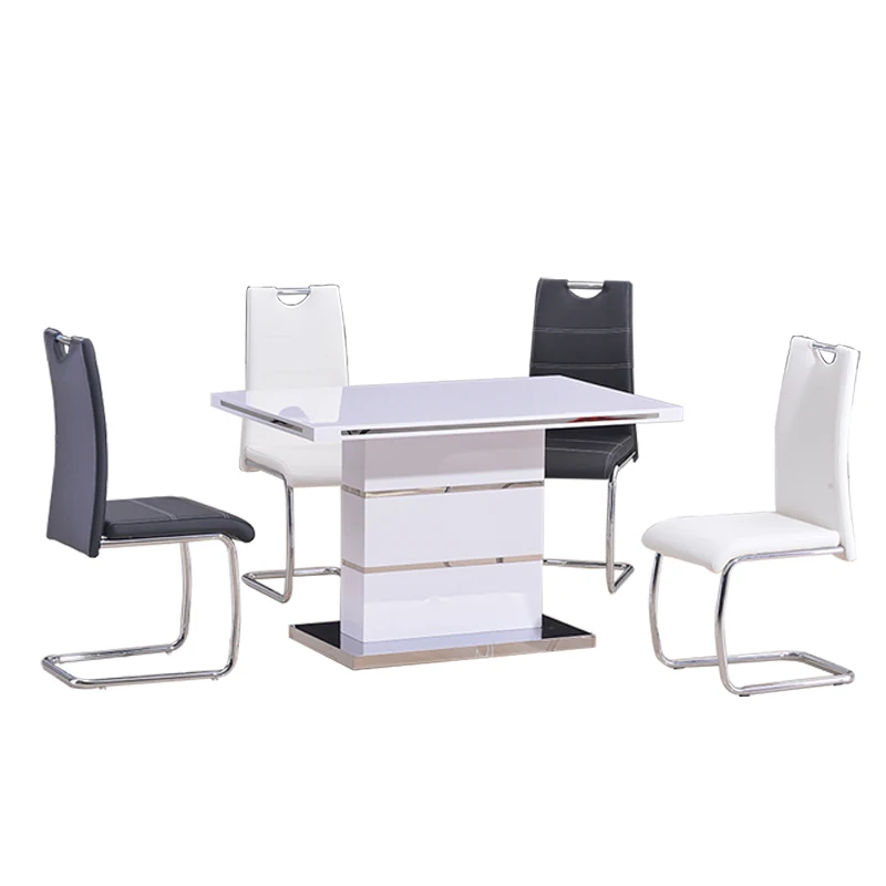 Новый обеденный стол из стекловолокна средней плотности с высоким блеском 2017 года поставляется с четырьмя стильными стульями в форме стальной трубы (60705962906)