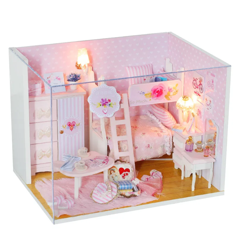 IIECREATE With Light And Music 3D Wooden Dollhouse Furniture Set Kit Dollhouse DIY