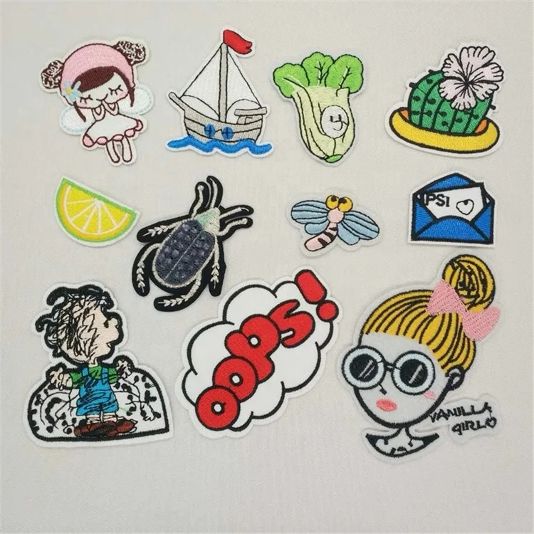 Tiger lion leopard skull snake embroidery label Roses flower embroidery patches Cartoon cloth woven badge