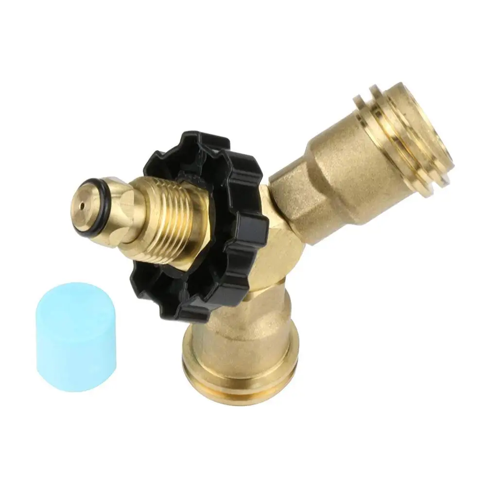 connect two appliances to one cylinder propane y type male adapter with handwheel