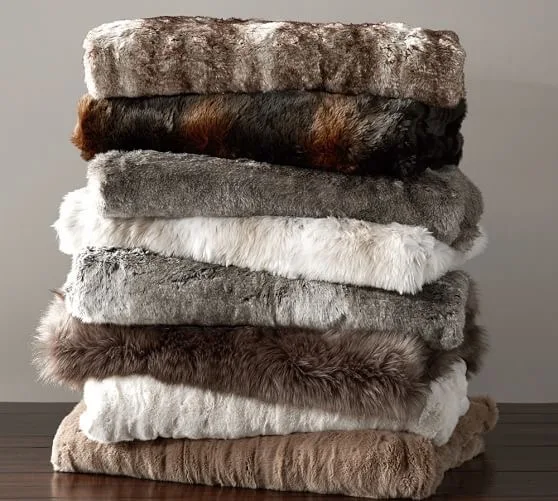 Super Soft Shaggy Faux Fur Blanket 100% Polyester Fleece Blanket