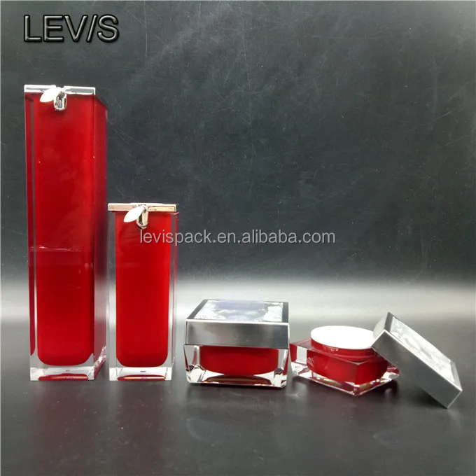 
High end market squareluxury cosmetic packaging set bottle and jars 