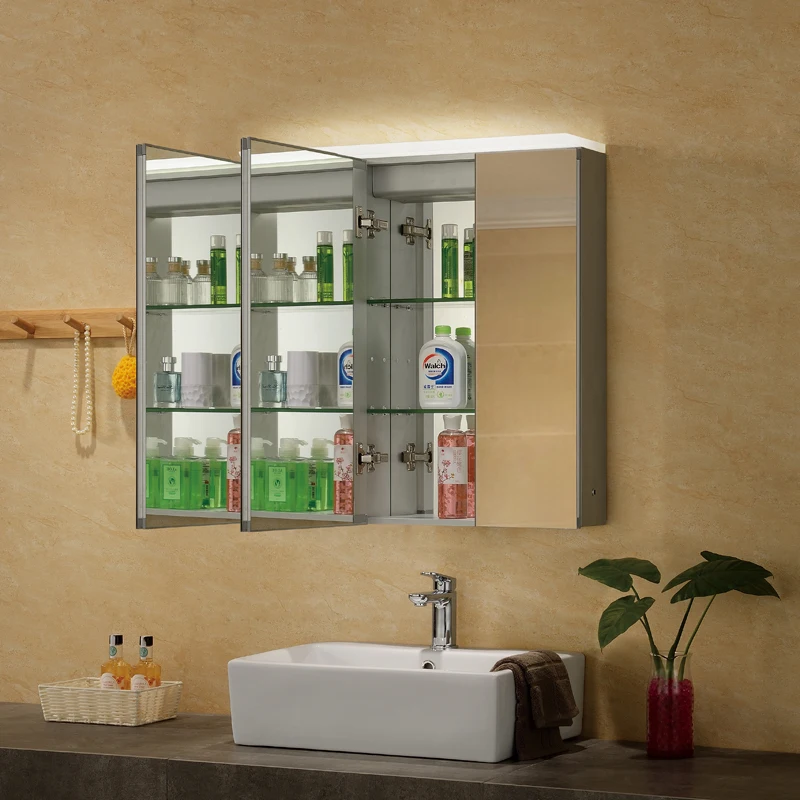 Bathroom Back Lit Led Lighted Toilet Frameless Wall Mirror Cabinet
