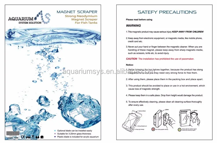 A.S. MS/XL Magnet Scraper Aquarium Cleaner Fish Tank Brush (XL/Blister Packing) algae removing