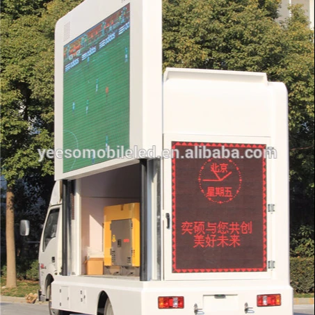 Outdoor Mobile Advertising Truck with one side LED screen and one side rolling lightbox