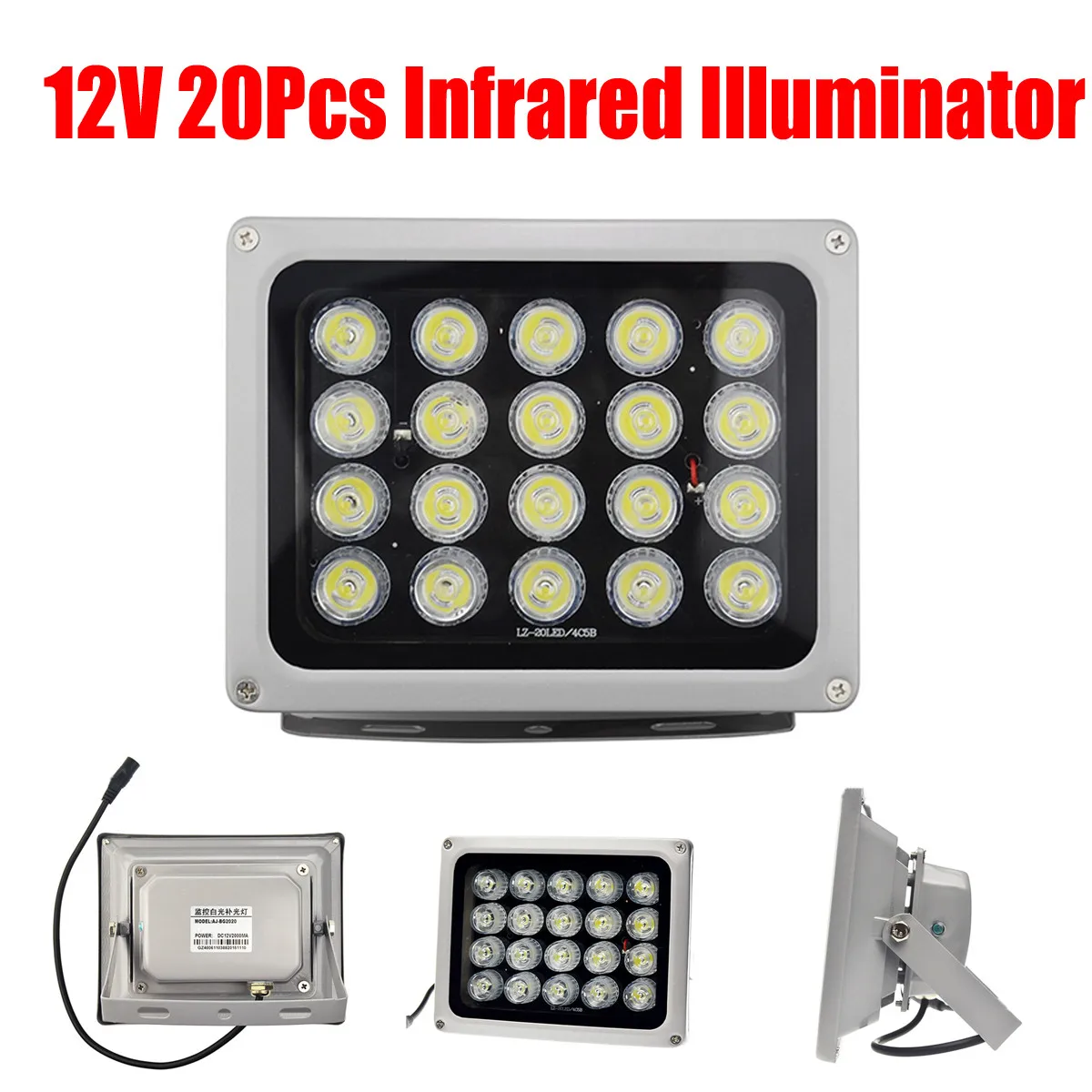 
Free Shipping 12V 90 Degree 20 LEDs IR Infrared Light Lamp IP65 850nm Waterproof Night Vision Infrared for Home CCTV Security  (62201462960)