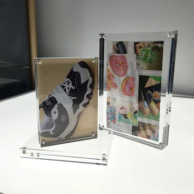 Acrylic photo frame, two sides photo holder, acrylic block sign holder