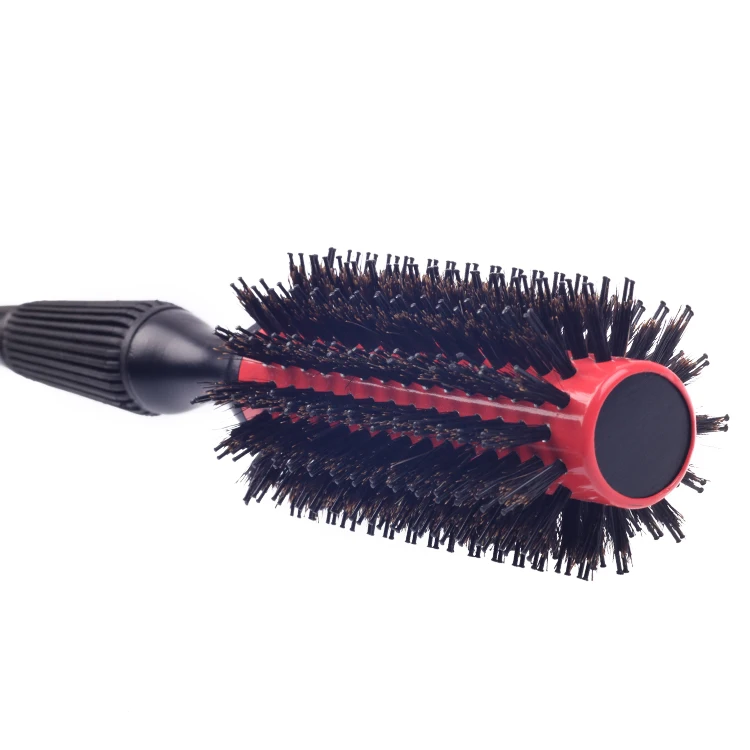 EUREKA Professional Aluminum Tube Boar Bristle  With Nylon Pins Round Hair Brush Wooden Round  Hair Brush