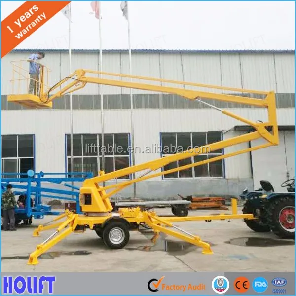 Good efficiency 14m hydraulic trailing telescopic boom lift platform