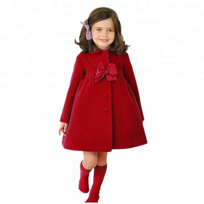 New Fashion 3 Colors Korea Bowknot Woolen Children Girls Coat